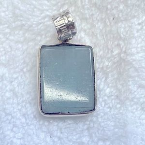 Sterling silver aquamarine square‎ pendant